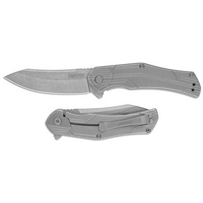 Kershaw Husker 1380 - SpeedSafe Assist - Value Priced EDC - Stonewash Clip Point - Stonewash Stainless Steel - Flipper Folder