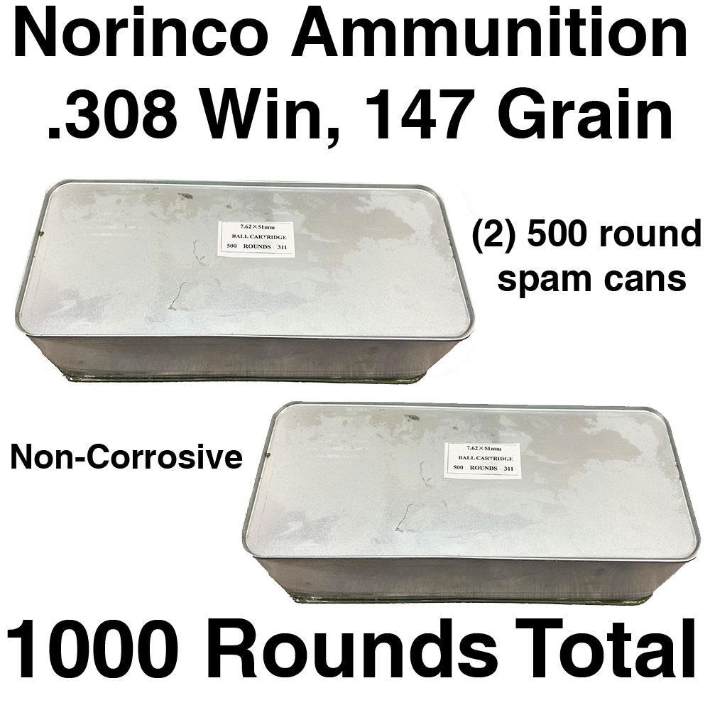 Bullseye North Norinco Ammunition 308 Win 147gr 2 Spam Cans 1000