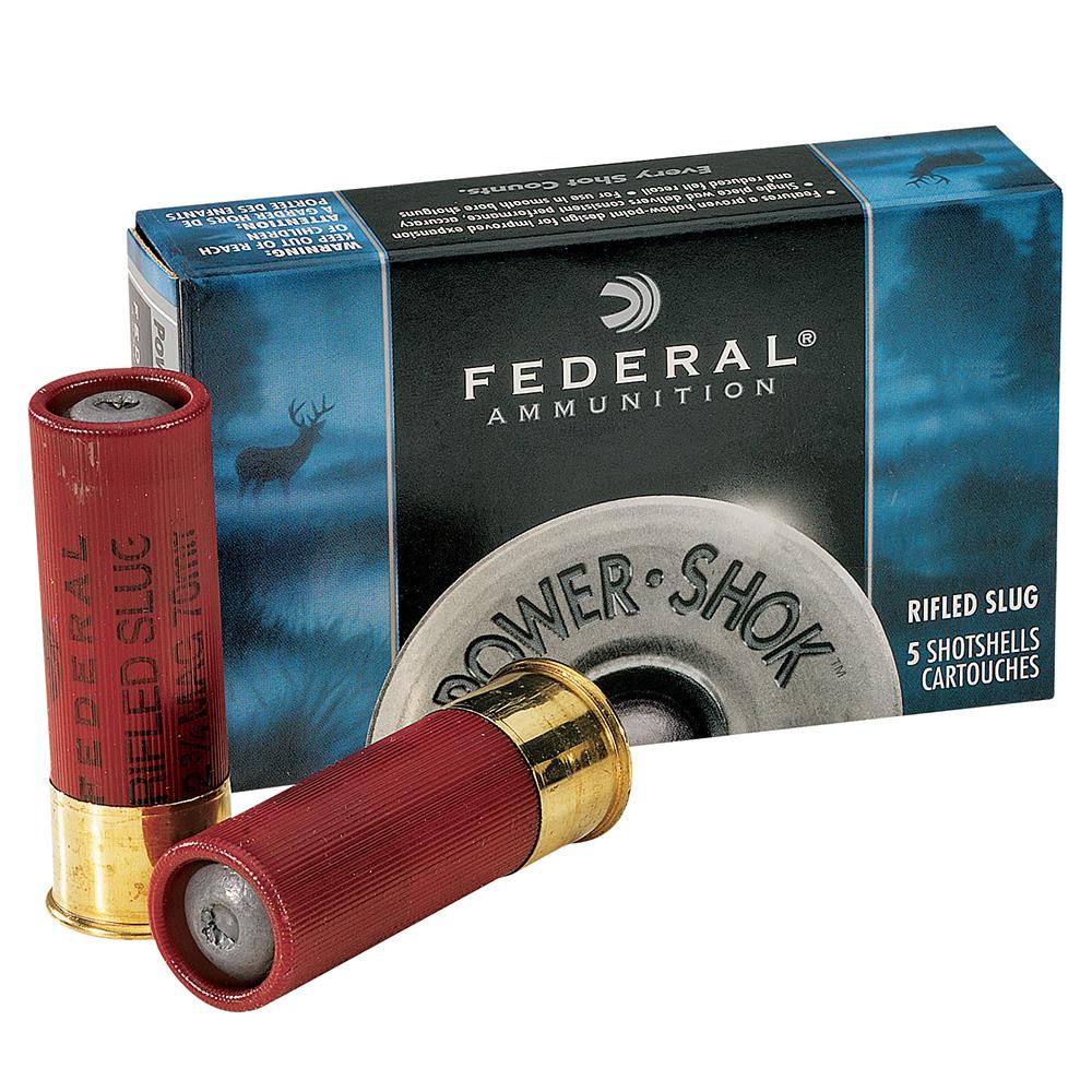 Bullseye North  Federal Power Shok Rifled Shotgun Slugs 12 Gauge 2-3/4 1  1/4 oz Slug 1520 FPS Box of 5
