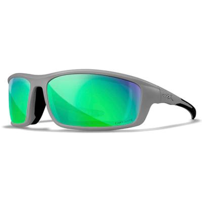 Wiley X WX Grid Captivate Sunglasses Polarized Green Mirror Lens Matte Cool Grey Frame