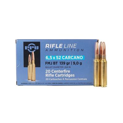 PPU Prvi Partizan 139 Grain 6.5x52 Carcano, Full Metal Jacket (FMJ) - Box of 20