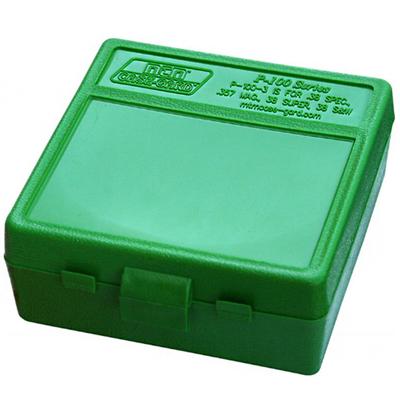 MTM AMMO BOX 100 ROUND FLIP-TOP 38 TO 357 - Green