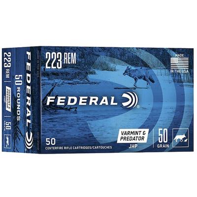 Federal Varmint and Predator 223 Rem. Ammo 50 Grain Jacketed Hollow Point - Box of 50