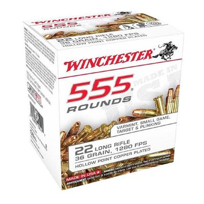 Winchester Ammo 22LR Copper Plated Hollow Point - 555 Rounds - 36 Grain