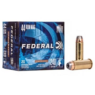 Federal Power-Shok Handgun, 44 Rem Magnum, 240 Grain, Jacketed Hollow Point, 1230 fps