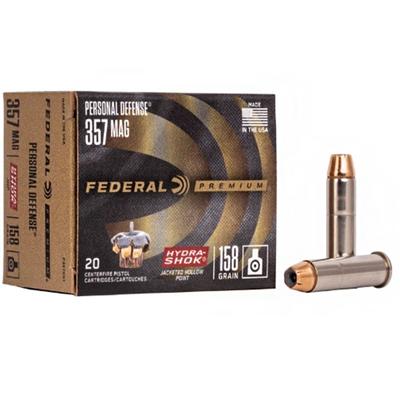 Federal Defense Hydra-Shok, 357 Magnum, 158 Grain, Hydra-Shok Jacketed Hollow Point, 1240 fps - Box of 20