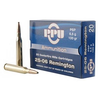 PPU Standard Rifle Rifle 25-06 Rem 100 gr Pointed Soft Point (PSP) 20 Per Box