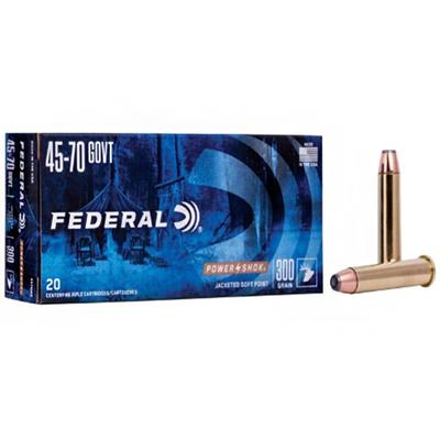 Federal Power-Shok Rifle, 45-70 Government, 300 Grain, Jacketed Soft Point, 1850 fps - Box of 20