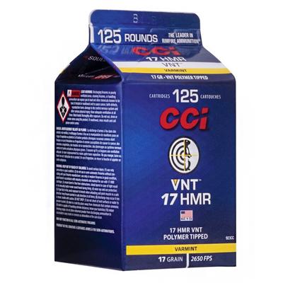 CCI VNT, 17 HMR, 17 Grain, VNT, 2650 fps - 125 Rounds