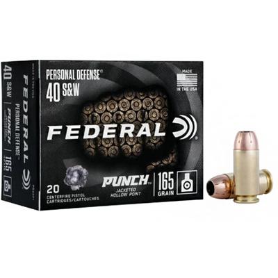 Federal Defense Punch, 40 S&W, 165 Grain, Jacketed Hollow Point, 1130 fps - Box of 50