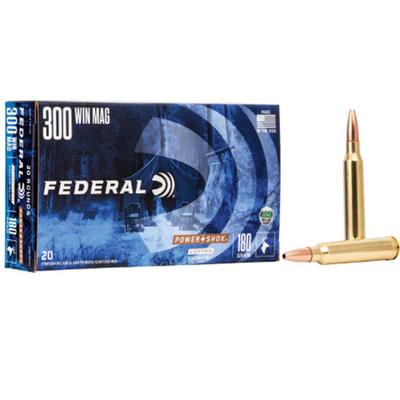  Federal Power-Shok 300 Winchester Magnum Ammo 180 Grain Solid Hollow Point Lead - Box of 20 Rds 