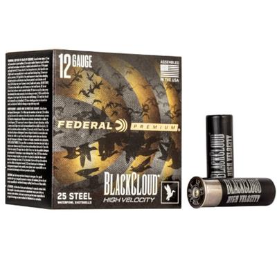 FEDERAL Black Cloud FS Steel High Velocity, 12 Gauge, 2 Shot, 3 in, 1 1/8 oz, 1635 fps - BOX OF 25 