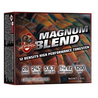 HEVI-Shot - Magnum Blend, 28 Gauge, 5, 6 and 7 Shot, 2-3/4 in, 15/16 oz, 1200 fps - Box of 5