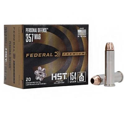  Federal Defense HST, 357 Magnum, 154 Grain, HST Jacketed Hollow Point, 1340 fps - Box of 20