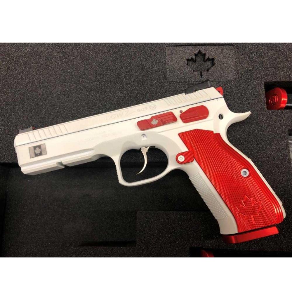 CZ Shadow 2 Canada Edition Semi-Auto Pistol, 9mm, Cerakoted White with Red Grips